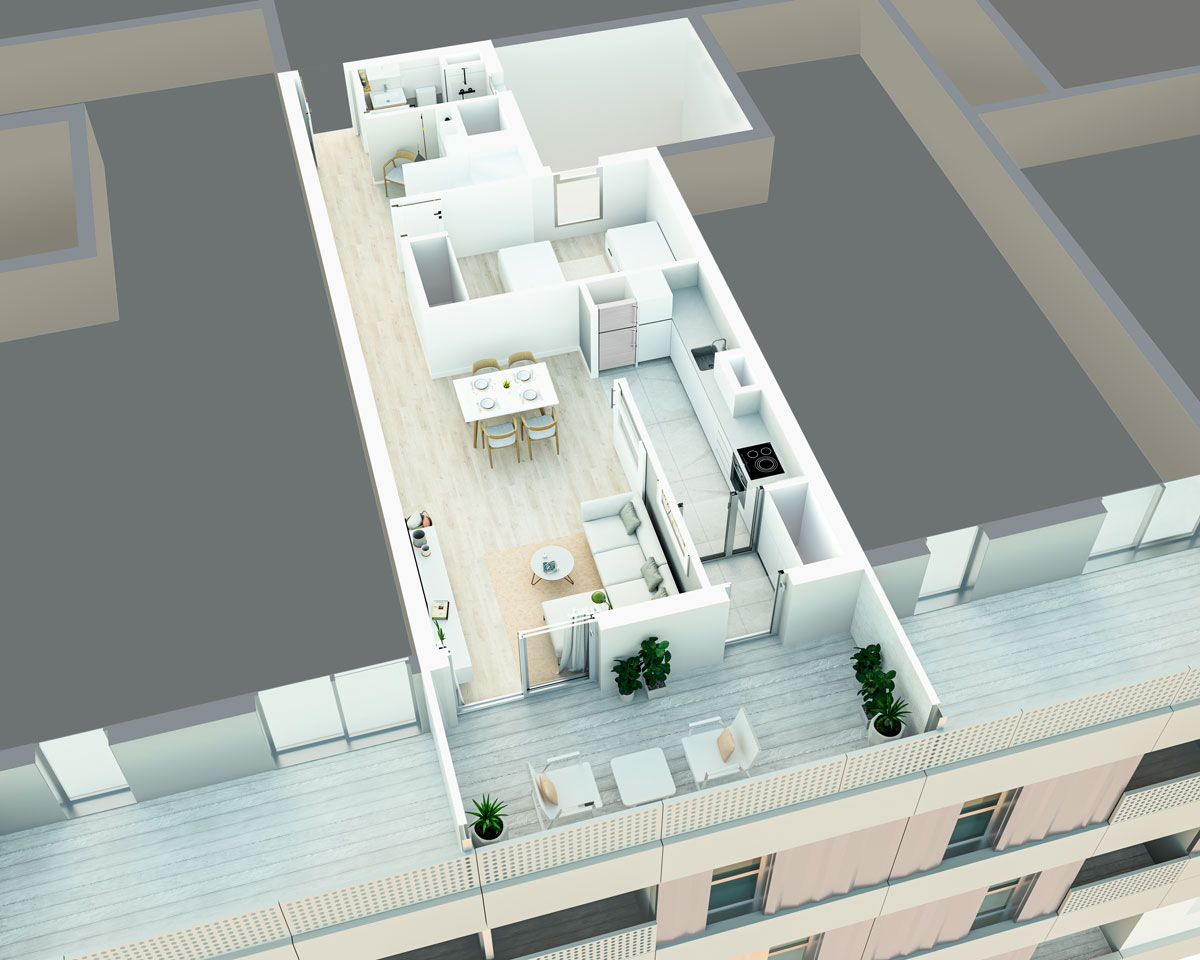 Vivienda tipo DP 1 - 3 dormitorios